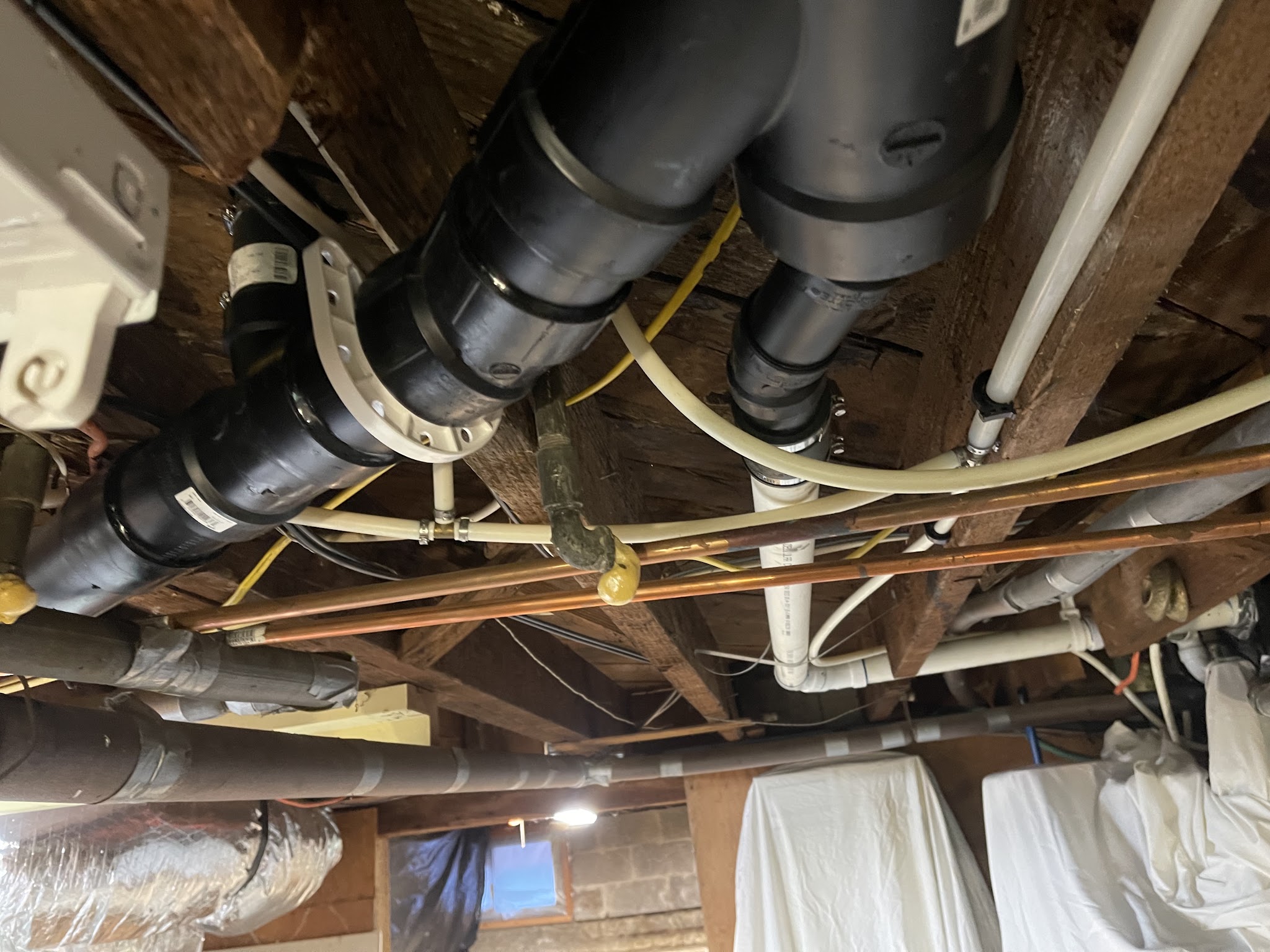 Plumbing rough-in work in progress